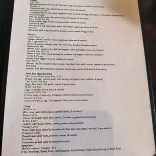 the menu for the restaurant