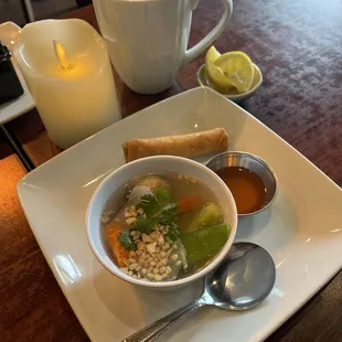 Thai Veggie Soup &amp; Spring Roll Delicious flavor profiles