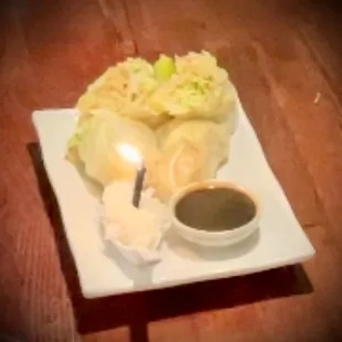 Spring roll birthday candle.