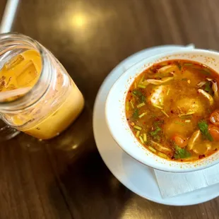 Shrimp Tom Yum and Thai Ice Tea