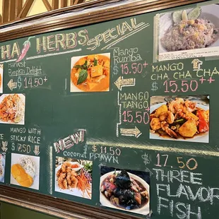 Specials board for the day.