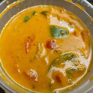 Pumpkin curry with soy pepper steak