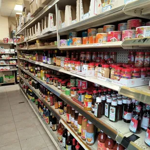 shelves of various foods