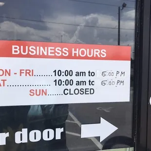 These were the business hours the last time I went