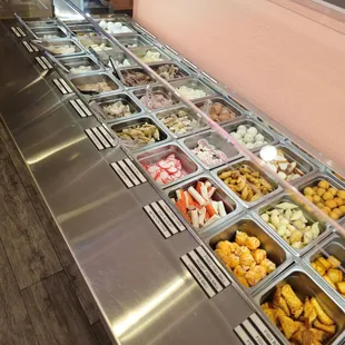 Selection of meats and fish cakes