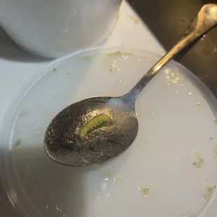 Our son found this in the won ton soup tonight while stirring it up. We all kinda just lost our appetite at that point.