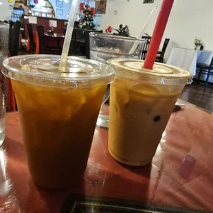 Thai tea, one with almond milk