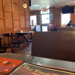 a table with a menu on it