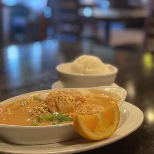 Penang curry with shrimp and scallops