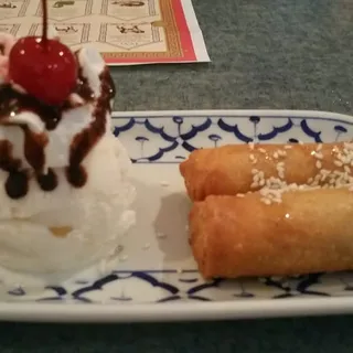 Fried Banana and Ice cream