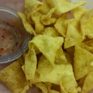 The complimentary chips and sweet sauce are to die for! Yummy nice treat.