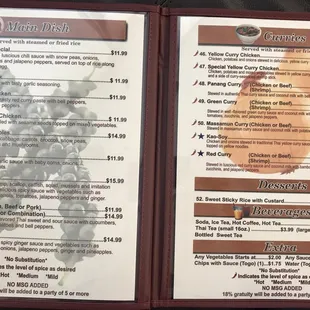 Thai House New Menu as of Sep. 2017,  expecting your bill to be higher. Food is still the best！