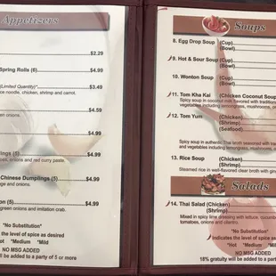 Thai House New Menu as of Sep. 2017,  expecting your bill to be higher. Food is still the best！