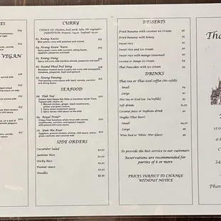 Full menu as of Oct. '24