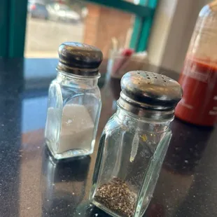 Filthy condiments and outdated.