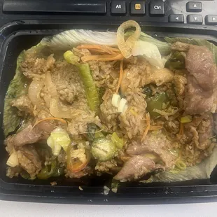 Spicy Basil Fried Rice with Pork