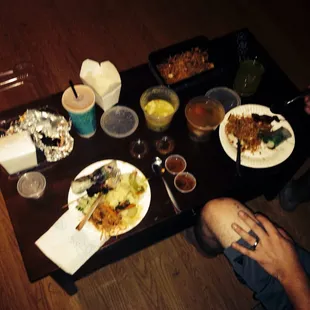 Just goodness! Satay, pad Thai , yellow curry Tom Kha chicken soup , &amp; spring rolls. And of course Thai ice tea!