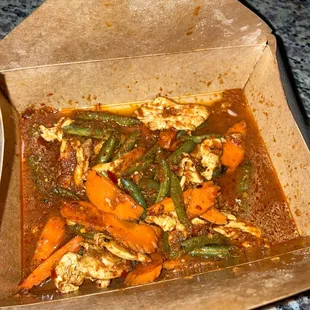 Already took some carrots out but not worth $15 of green beans. Sauce is good though