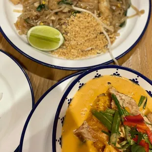 Chicken Pad Thai &amp; Salmon Panang Curry, perfect for two!