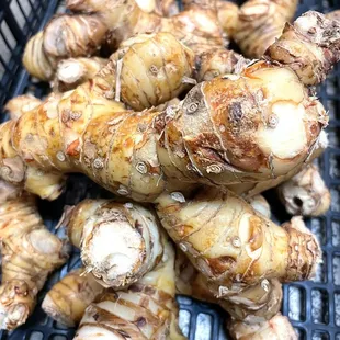 a basket full of fresh gingers