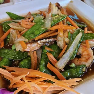 Pad Snow Peas with shrimp