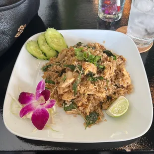 Basil Fried Rice with chicken. Without tomatoes.