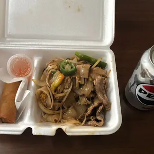 Carryout beef Pad Kee Mao lunch special, $10.99.