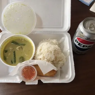 Carryout green curry chicken lunch special, $11.49.