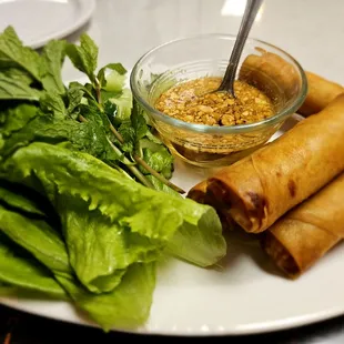 Dinner@Thai Issan Cuisine; 11/4/2023. I always order these.Egg Rolls, pretty tasty &amp; Cruncy,Wrap &apos;em up w/lettuce &amp; dip &apos;em in da Sauce. YUM
