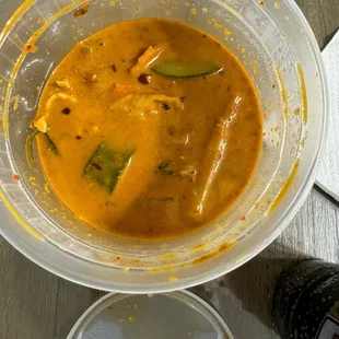 Red curry dinner portion it was a lot but sorry my husband couldn't wait