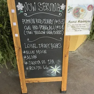 Outdoor specials board.