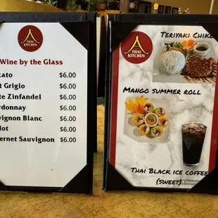 Wine and specials selections.