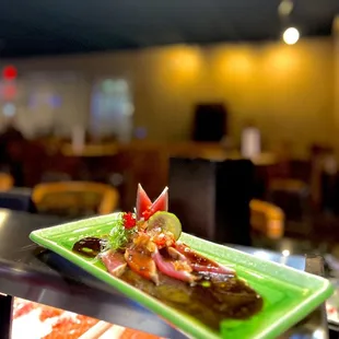 a plate of food on a counter