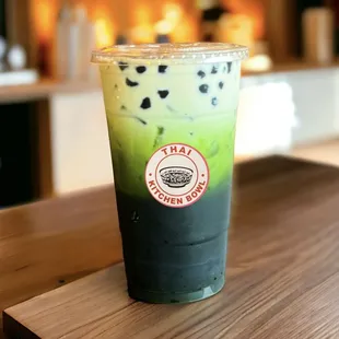 Thai ice matcha boba