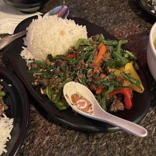 PAD KA PAOW OVER RICE