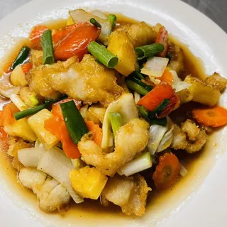 SWEET AND SOUR SAUCE OVER RICE