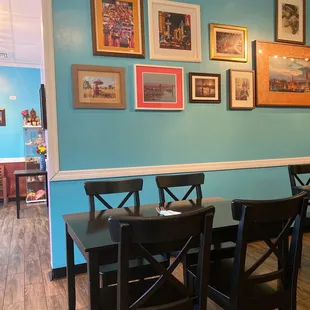 Beautiful prints in the dining area.