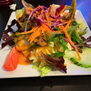 House salad with delicious peanut dressing