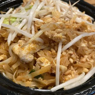 Pad Thai chicken was very dry and bland. They need to add more sauce and provide a lime to zesty it up a little.