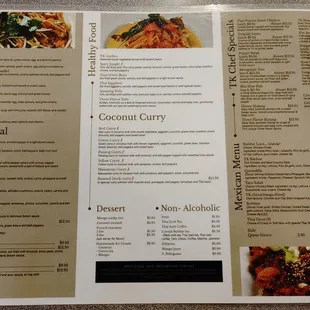 Menu as of June 2021