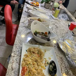 Fried rice , beef broccoli, Kung Pao*chicken , Orange Chicken (or Tofu), show Chow Mein....