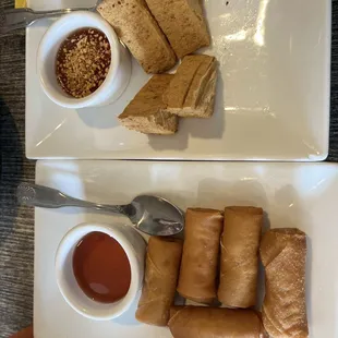 Fried Tofu w/Peanut Sauce and Sring Rolls