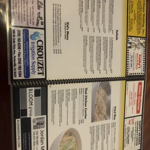 the menu of the restaurant