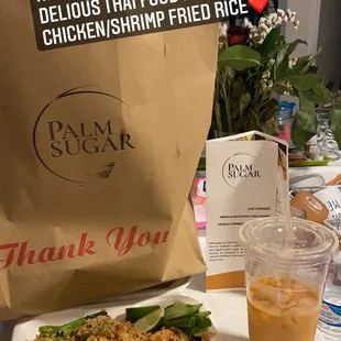 Delicious chicken &amp; shrimp fried rice + lunch next day Thai Ice Tea my favorite