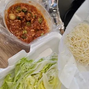 Chicken lettuce wraps (takeout order)