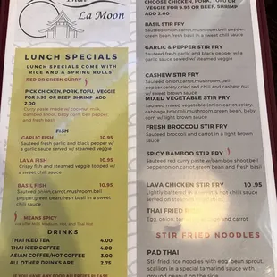 Lunch menu