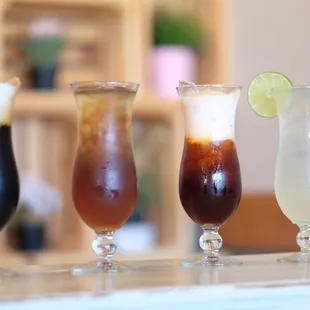 three different types of drinks