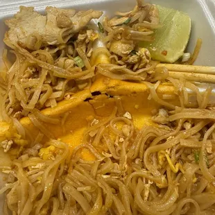 Pad Thai burnt through container.
