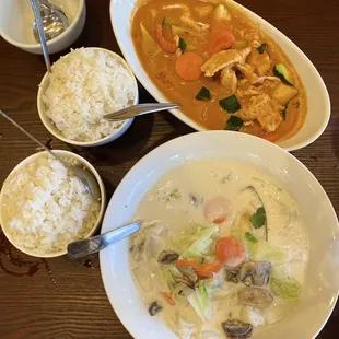 Tom Kha (Seafood) &amp; CH1. Pumpkin Red Curry