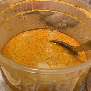 Massaman curry - mild, if you can believe it. Look at all the red pepper!!